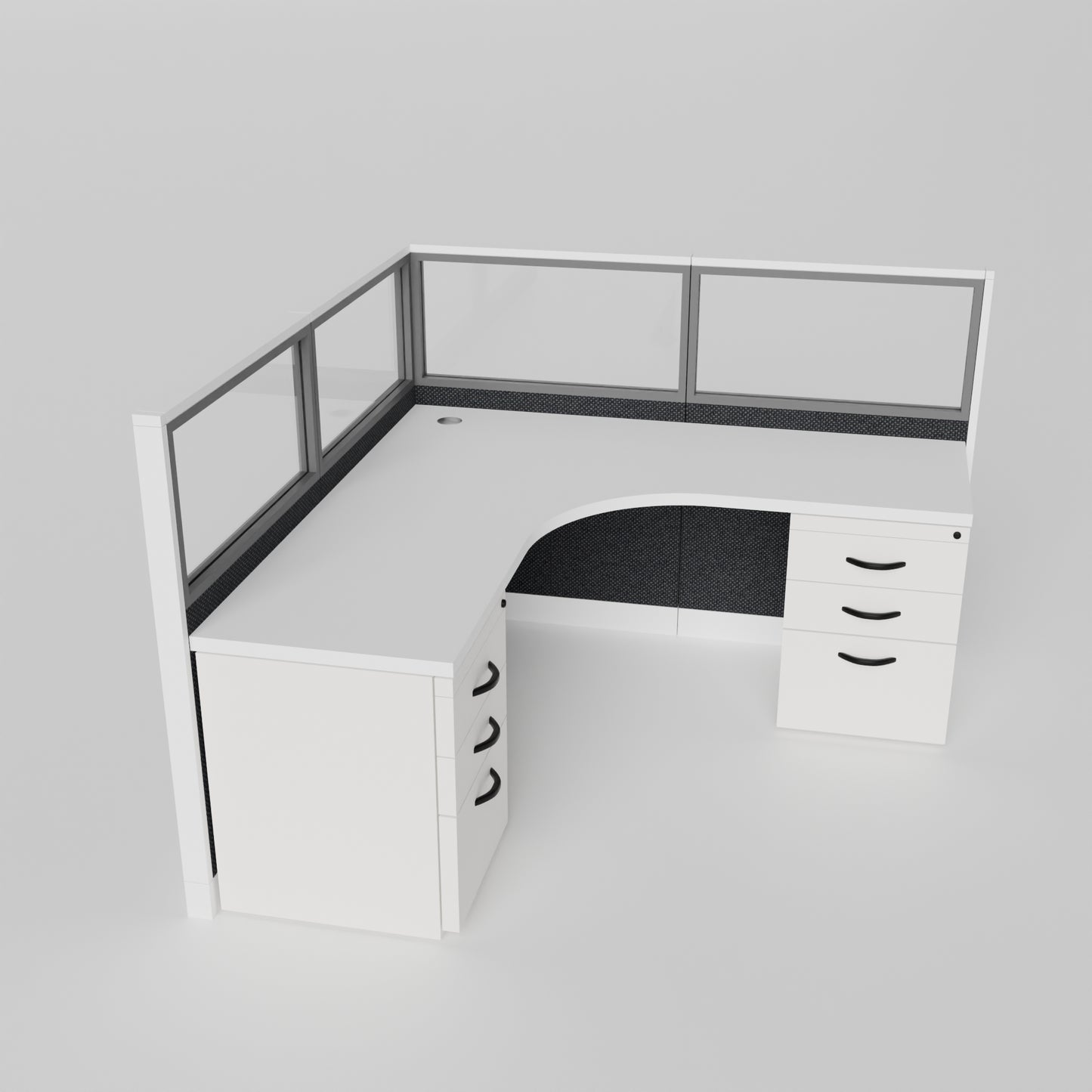 Knoll Reff L-Shape Full Glass Workstation
