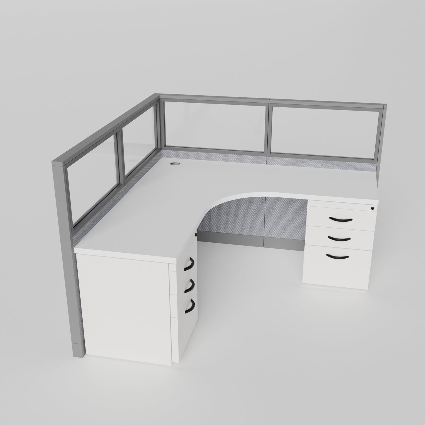 Knoll Reff L-Shape Full Glass Workstation