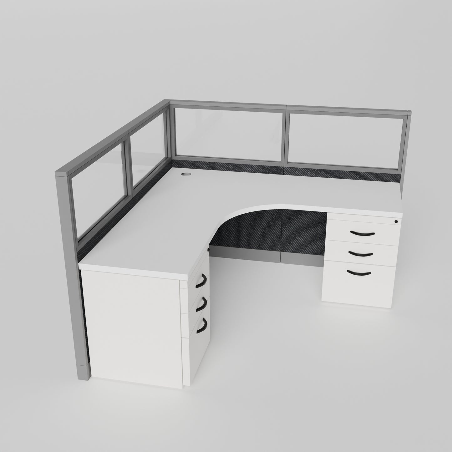 Knoll Reff L-Shape Full Glass Workstation