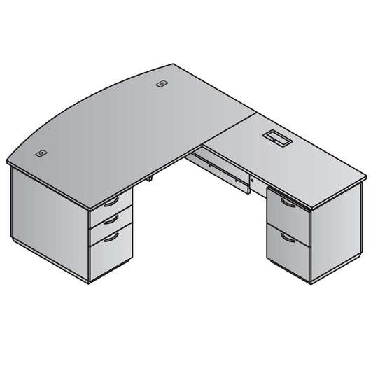 Tuxedo L-Shape w/ Bow Front Desk and Right Return 72x90