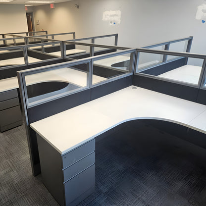 Knoll Reff L-Shape Full Glass Workstation