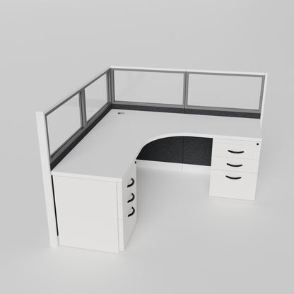 Knoll Reff L-Shape Full Glass Workstation