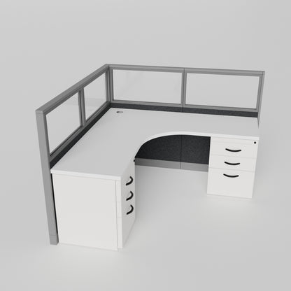 Knoll Reff L-Shape Full Glass Workstation