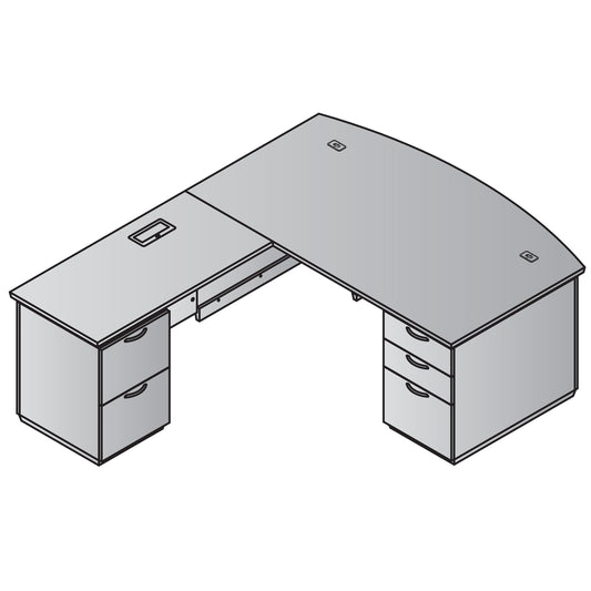 Tuxedo L-Shape w/ Bow Front Desk and Left Return 72x90