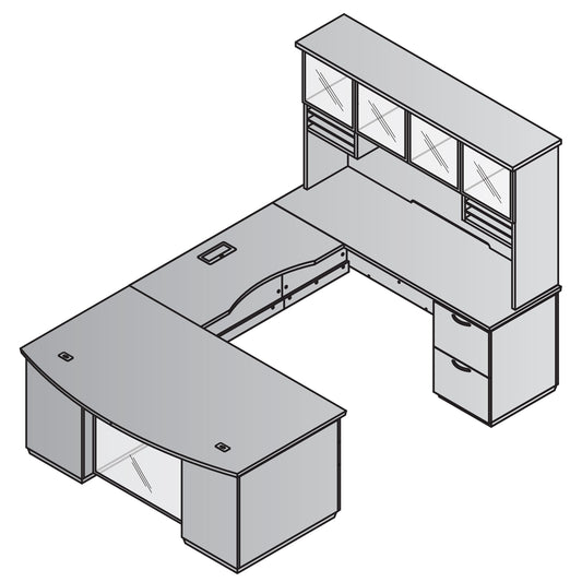 Tuxedo U-Shape w/ Bridge on Right + Hutch 72x114