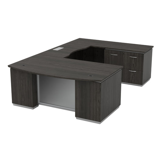 Tuxedo U-Shape w/ Right Bridge + Lateral File Credenza Pedestal 72x114