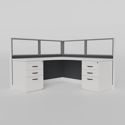 Knoll Reff L-Shape Full Glass Workstation